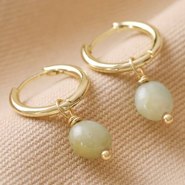 Gold stone hanging earrings hot sale